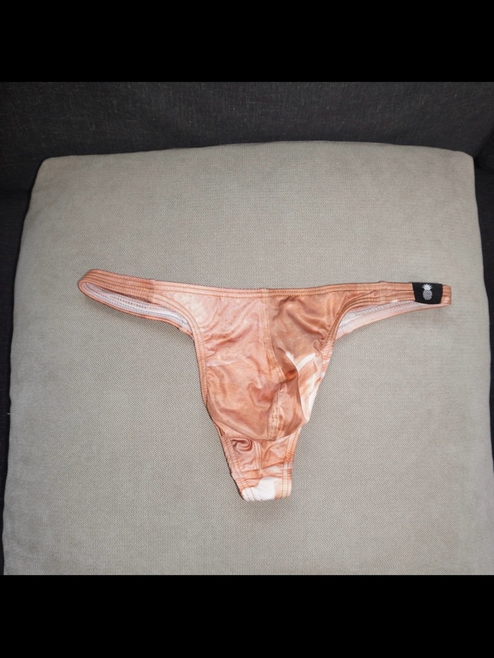 Brown Marble Thong Bikini Bottom. Size small. JJ MALIBU